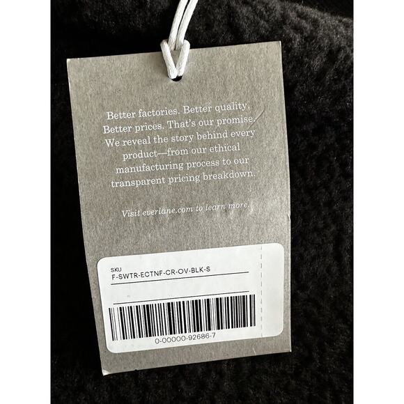 New Everlane Black Fleece Oversized Teddy Crewneck Sweater Small - Picture 4 of 6